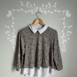 Grey & White Polka Dotted Faith & Joy Blouse in Size 12